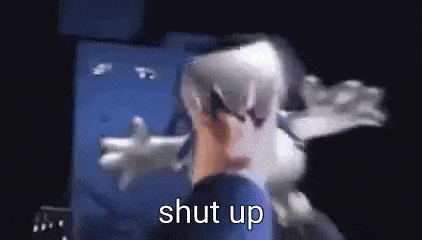 a person wearing a virtual reality headset with the words `` shut up '' written on the screen .