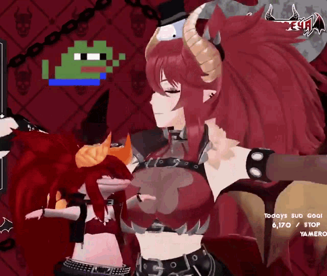 a video game character with red hair and horns says today 's subs are 8,170 #top