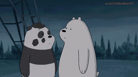 a panda bear and a polar bear are standing next to each other in a cartoon