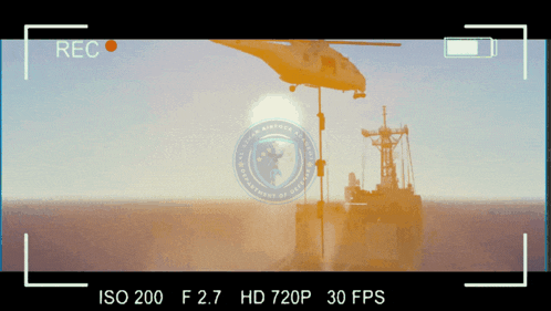 a helicopter is being filmed by a camera that says rec on the bottom