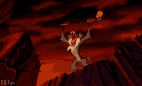 a cartoon monkey is holding a stick and screaming in the dark .