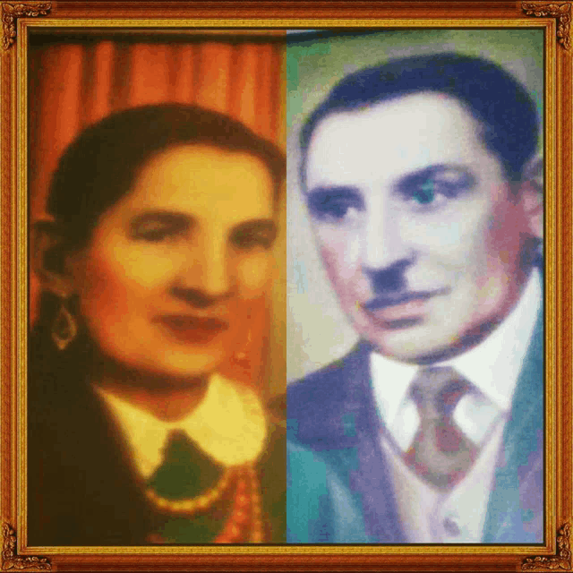 a picture of a woman and a man in a frame