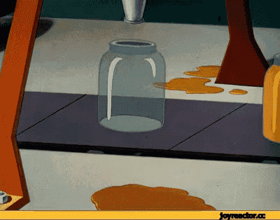 a cartoon of a jar being poured with joyreactor.cc written below it