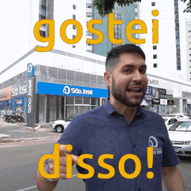 a man standing in front of a sao jose store