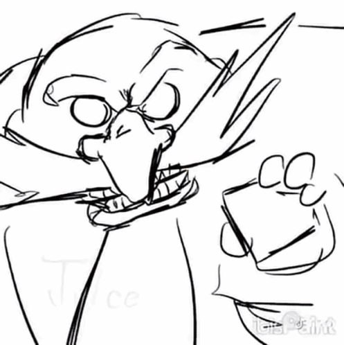 a drawing of a cartoon character with glasses and a lightning bolt coming out of his mouth .