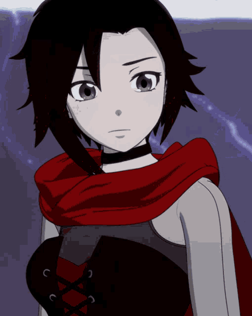 a girl with red hair and a black choker