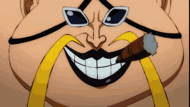 a cartoon character with glasses and a mustache smoking a cigar