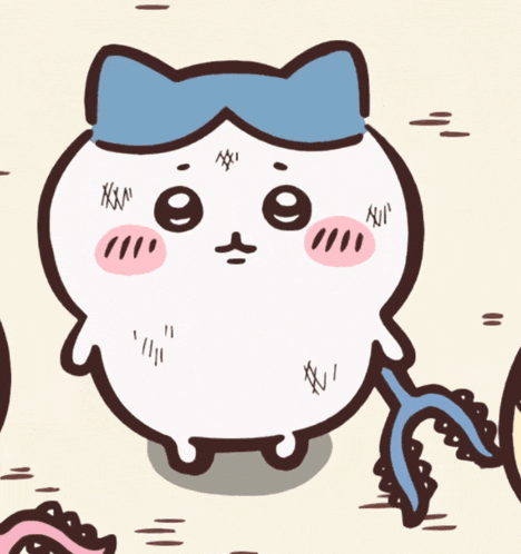 a cartoon drawing of a cat with a blue headband