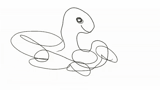 a black and white drawing of a snake with a circle in its eye