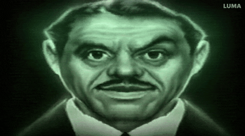 a close up of a man 's face with the word luma on the bottom right corner