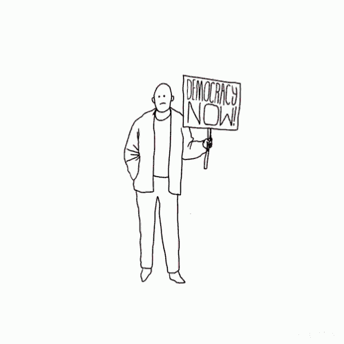 a drawing of a man in a top hat holding a magnifying glass and a sign that says democrat wow