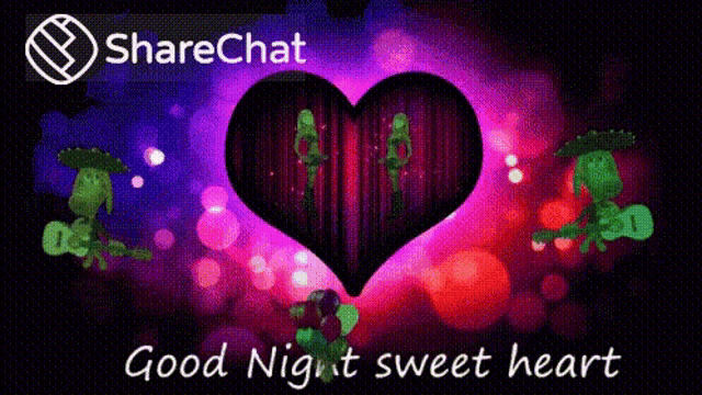 a purple and pink heart with the words `` good night sweet heart '' on it .
