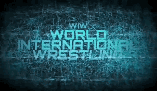 the words world international wrestling are written on a dark background
