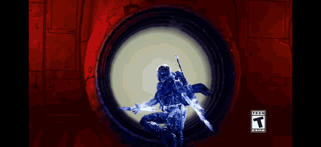 a video game advertisement with a t on the bottom left