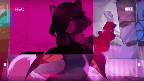 a video of a girl with a cat ear being recorded