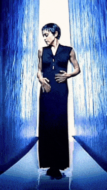 a drawing of a woman in a black dress