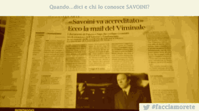 a newspaper with the words savoini va accreditato on it