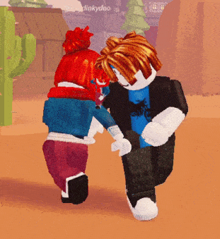 a couple of cartoon characters standing next to each other with the name dinkydoo in the background