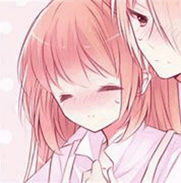 a couple of anime girls are hugging each other and one of them is crying .
