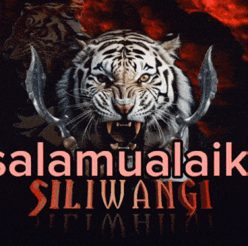a picture of a tiger with the words salamualaki siliwangi behind it