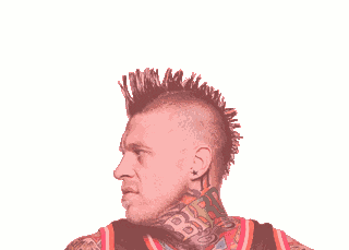 a man with a mohawk is wearing a jersey that says heat
