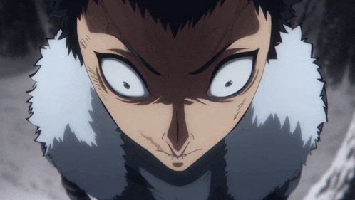 a close up of a person 's face with a furry collar