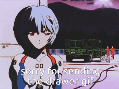a cartoon of a girl with the words sorry for sending the drawer gif below her