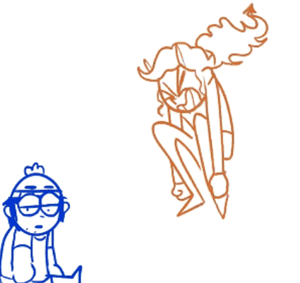 a cartoon drawing of a person laying on a bed