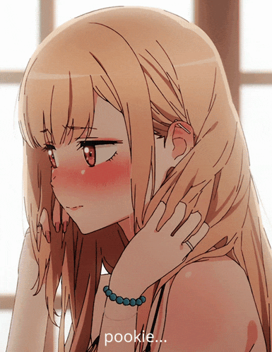 a drawing of a girl with the word pookie on the bottom left