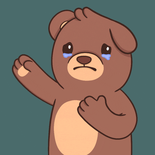 a brown teddy bear with a bandage on its head is crying