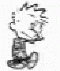 a black and white drawing of calvin and hobbes .