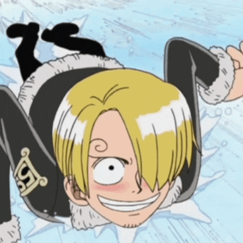 a cartoon character is laying on his back with a smile on his face
