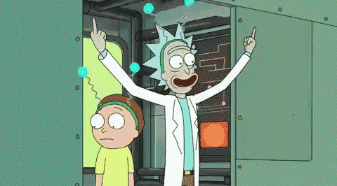 a cartoon character named rick and morty is standing next to another cartoon character