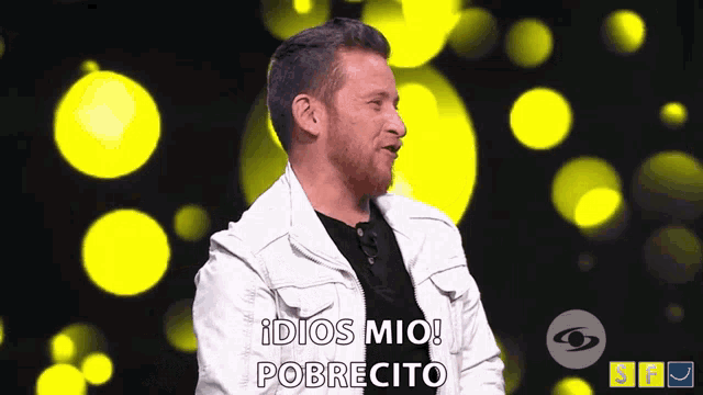 a man in a white jacket says " dios mio "
