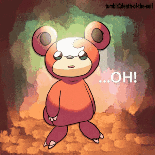a cartoon of a teddy bear says oh