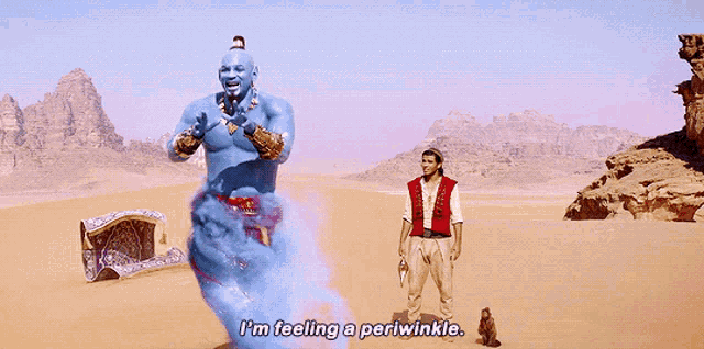 a scene from the movie aladdin with a genie saying i 'm feeling a perwinkle