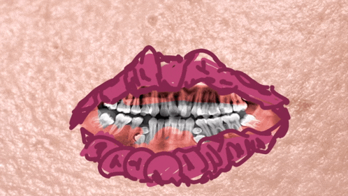 a drawing of a woman 's mouth with the word acquire written on the bottom