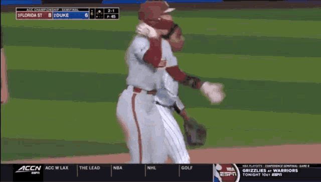 a baseball game between florida st and duke is being played