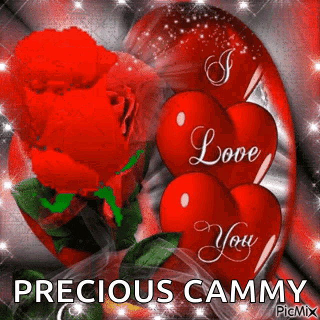 a picture that says precious cammy with roses and hearts