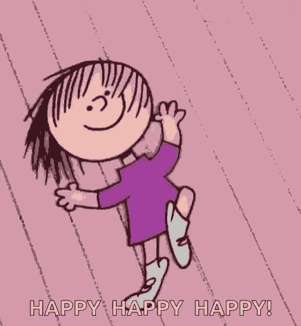 a cartoon of a girl in a purple dress is laying on a pink surface .