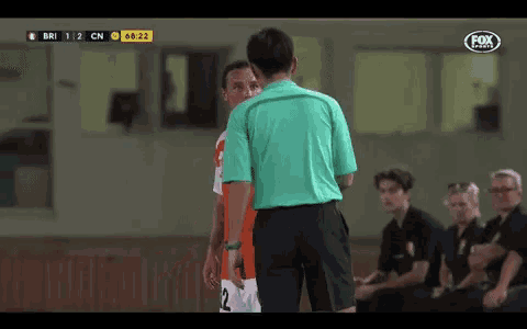a fox sports broadcast shows a soccer game between bri and cn