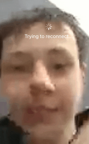a close up of a person 's face with the words " trying to reconnect " on top