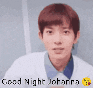 a blurry picture of a man with the words good night johanna written below him