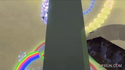 a gif from gifrun.com shows a rainbow in a video game