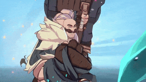 a cartoon drawing of a man holding another man
