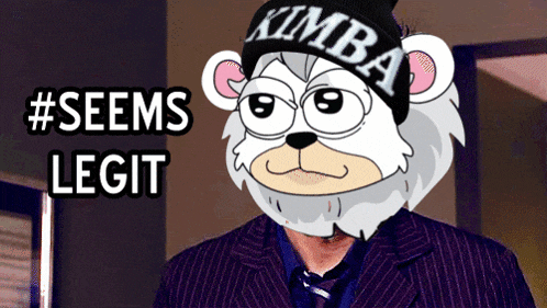a cartoon bear wearing a kimba hat and a suit and tie
