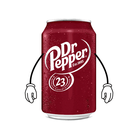 a can of dr pepper has a cartoon hand holding a sign that says no pineapple