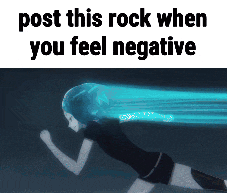 a picture of a girl running with the words post this rock when you feel negative on the bottom