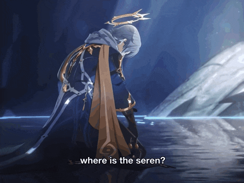 a character in a video game is kneeling down and asking where is the seren