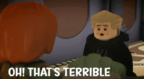 a cartoon character with the words oh that 's terrible on the bottom